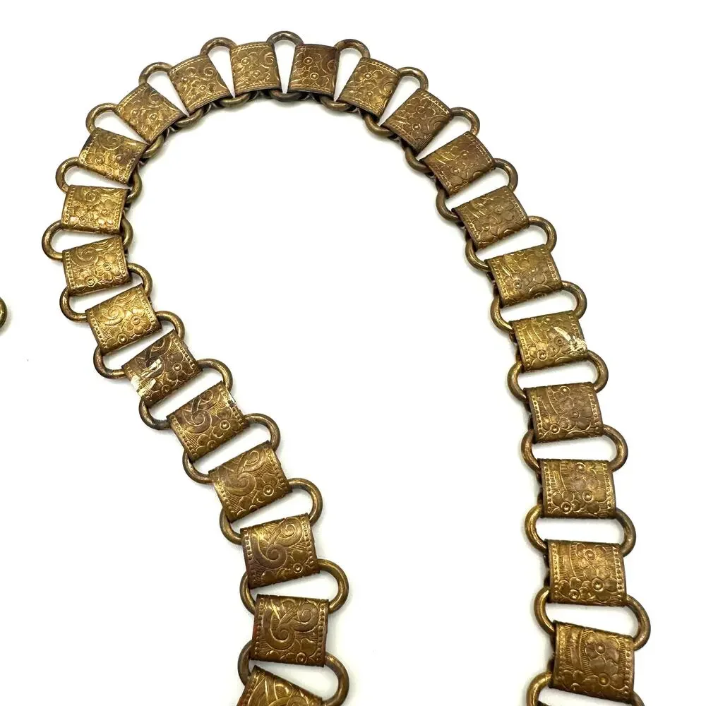 Antique Art Deco Victorian Revival gold tone brass 32.25